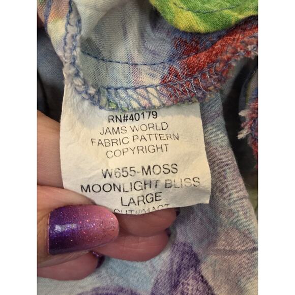 Jams World Tank Top Moss Moonlight Bliss Curved Hi-Lo Hem Women's W655 | L EUC - Picture 7 of 10